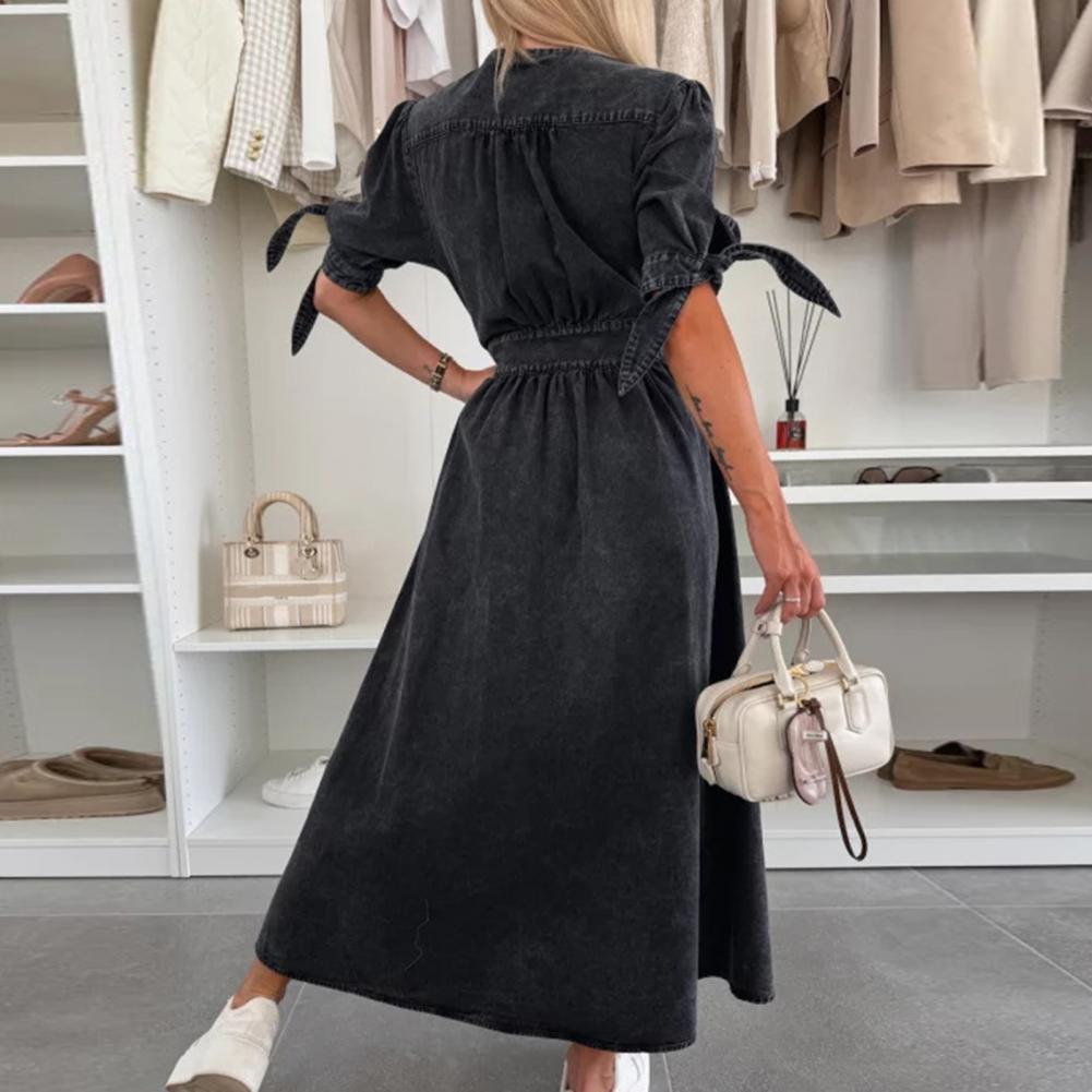 Robe en denim sexy à col en V