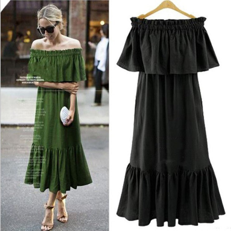 Volants mince robe longue