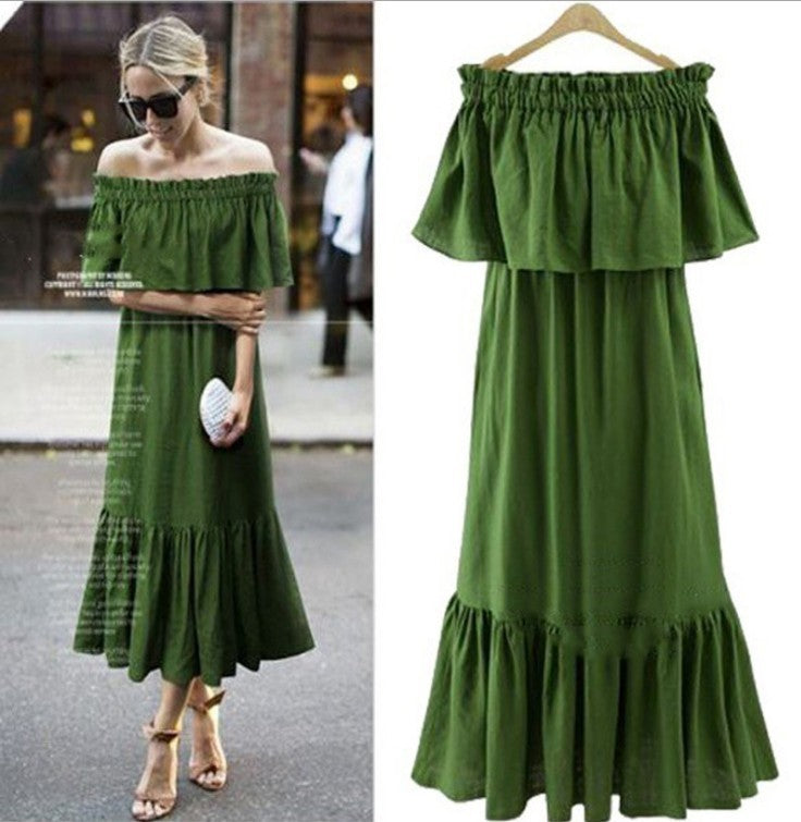 Volants mince robe longue