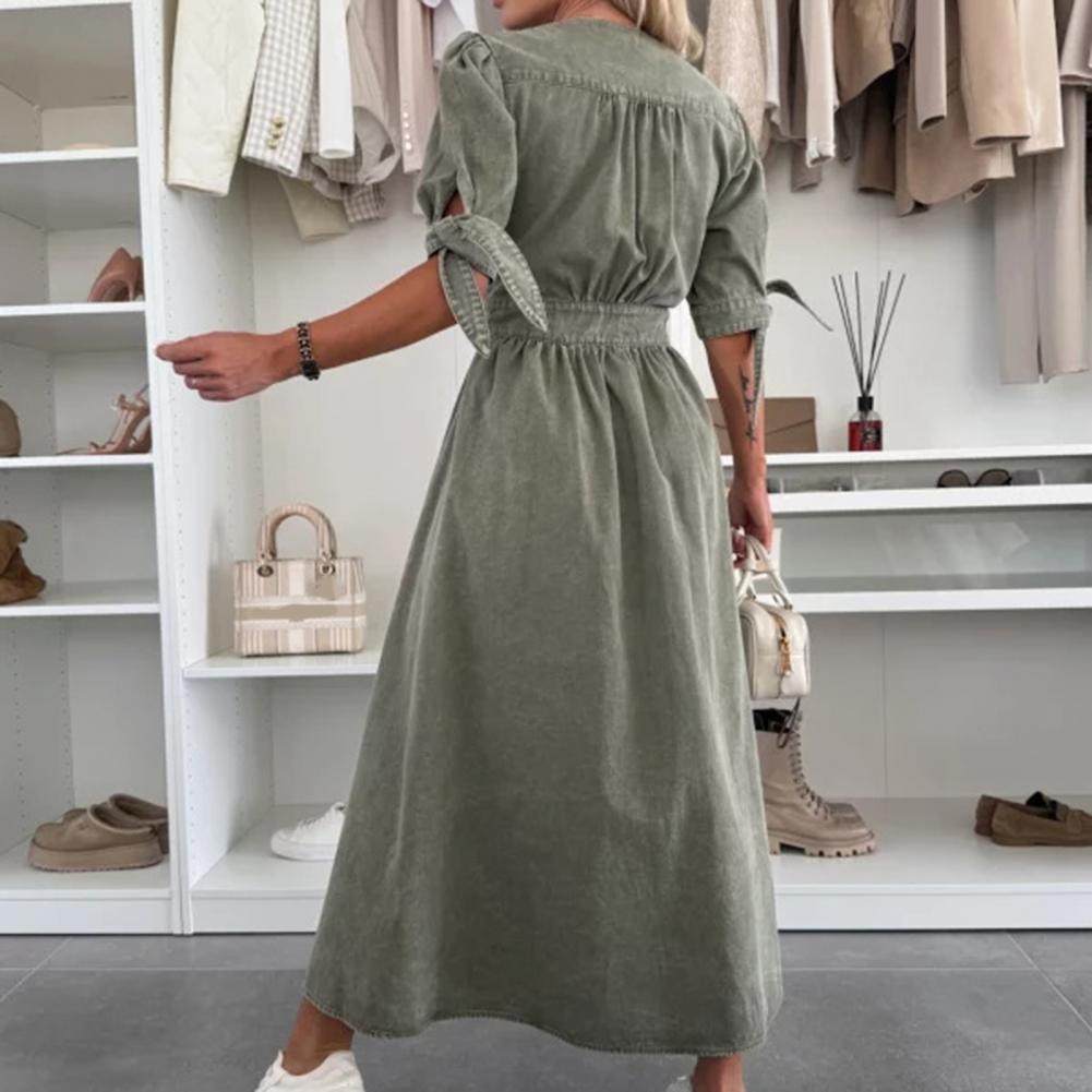 Robe en denim sexy à col en V