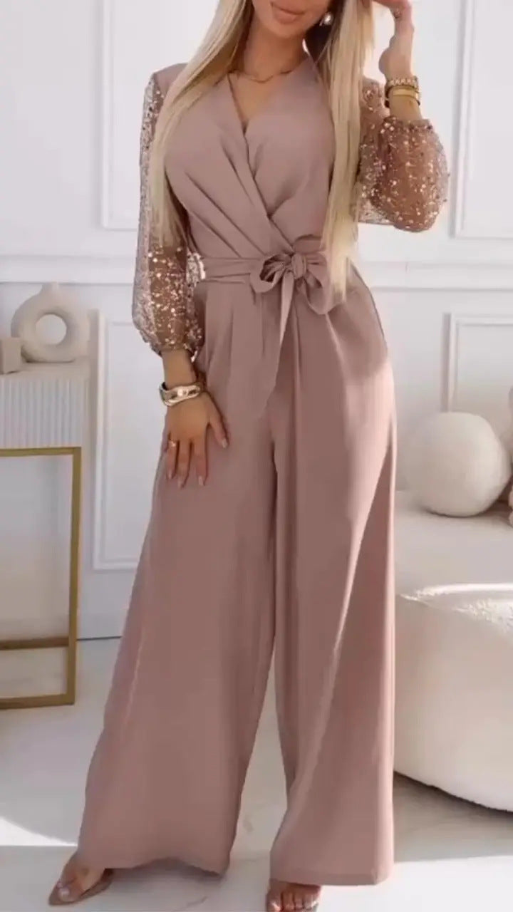 Ensemble- Haut à Paillettes et Pantalon Large