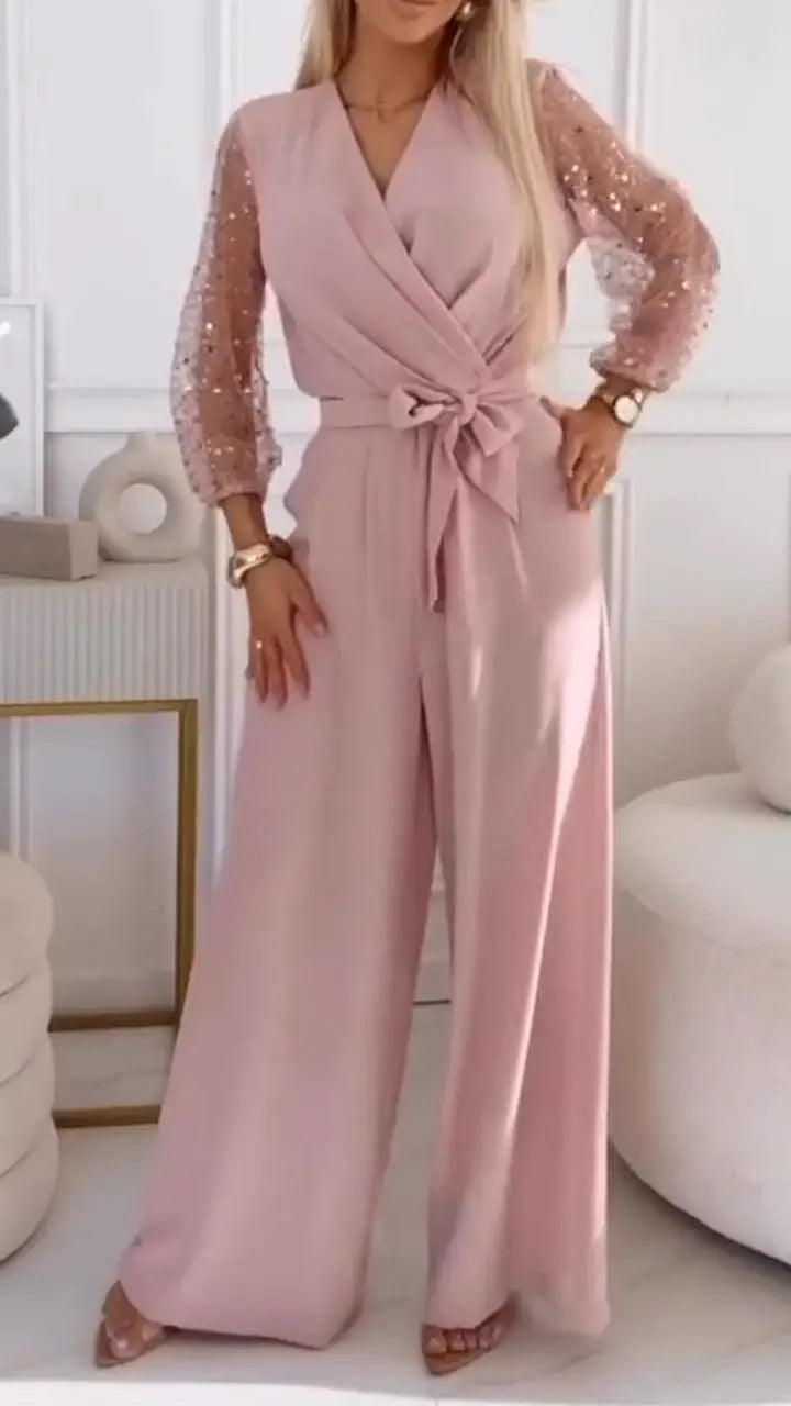 Ensemble- Haut à Paillettes et Pantalon Large