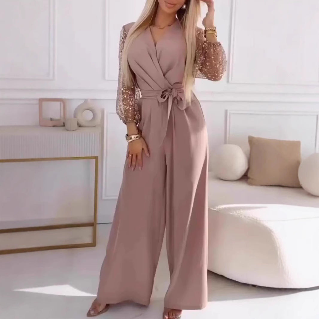 Ensemble- Haut à Paillettes et Pantalon Large