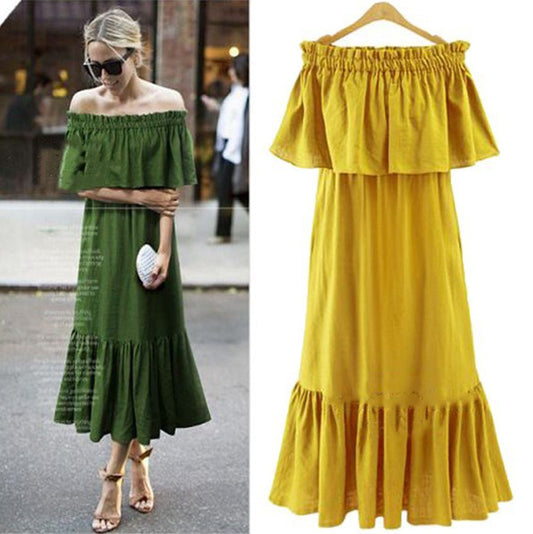 Volants mince robe longue