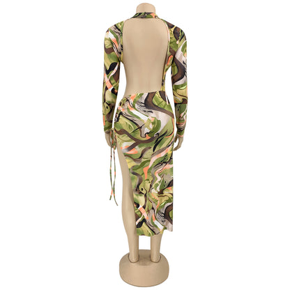 Robe Femme Imprimée avec Fente