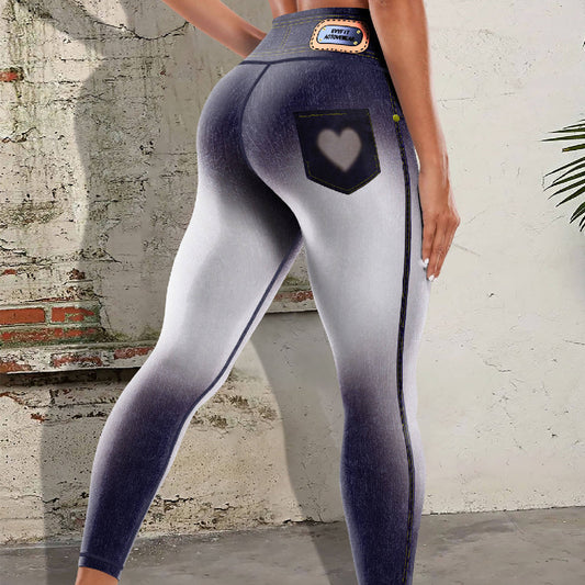 Denim Imprimé Yoga Pantalon