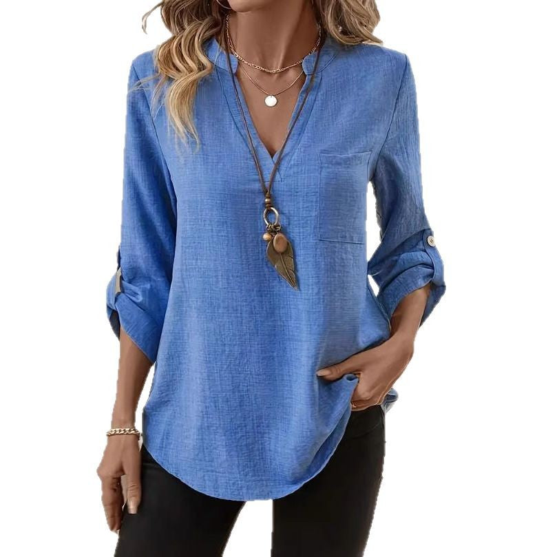 T-shirt Uni avec Col en V