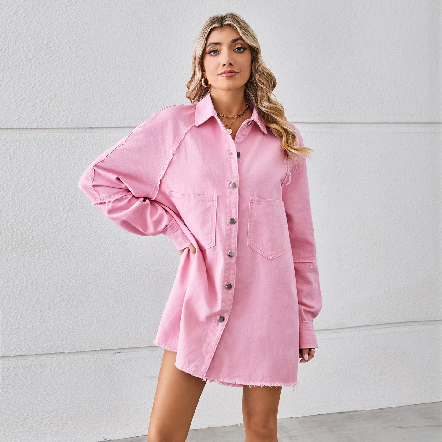 Robe en Jean Délavé à Bords Bruts
