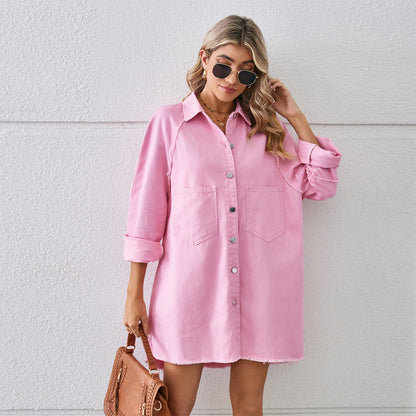 Robe en Jean Délavé à Bords Bruts