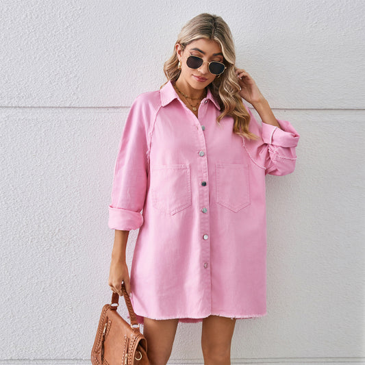 Robe en Jean Délavé à Bords Bruts