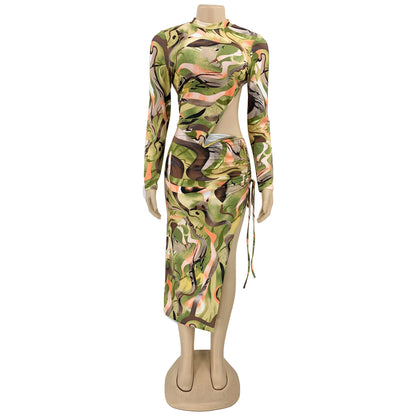 Robe Femme Imprimée avec Fente