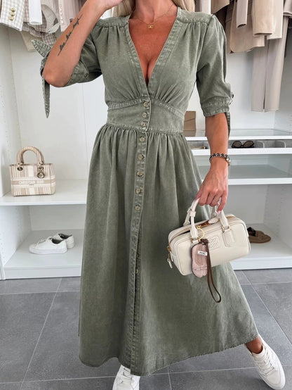 Robe en denim sexy à col en V