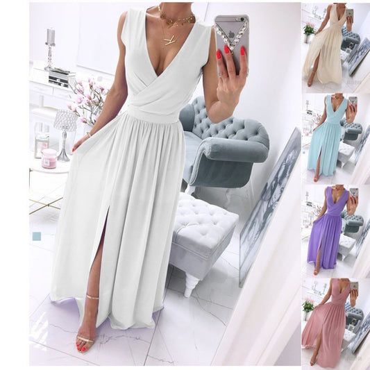 Robe Femme Unie  Col en V
